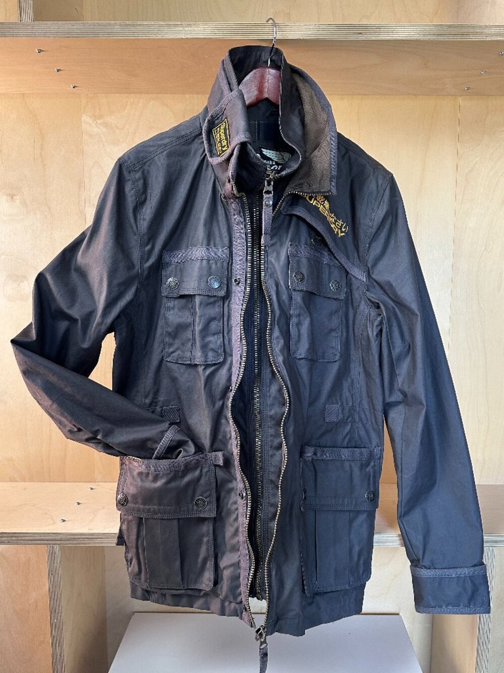 SUPERDRY JPN Brown Waxed Cotton Canvas Jacket Men's XL (127685)